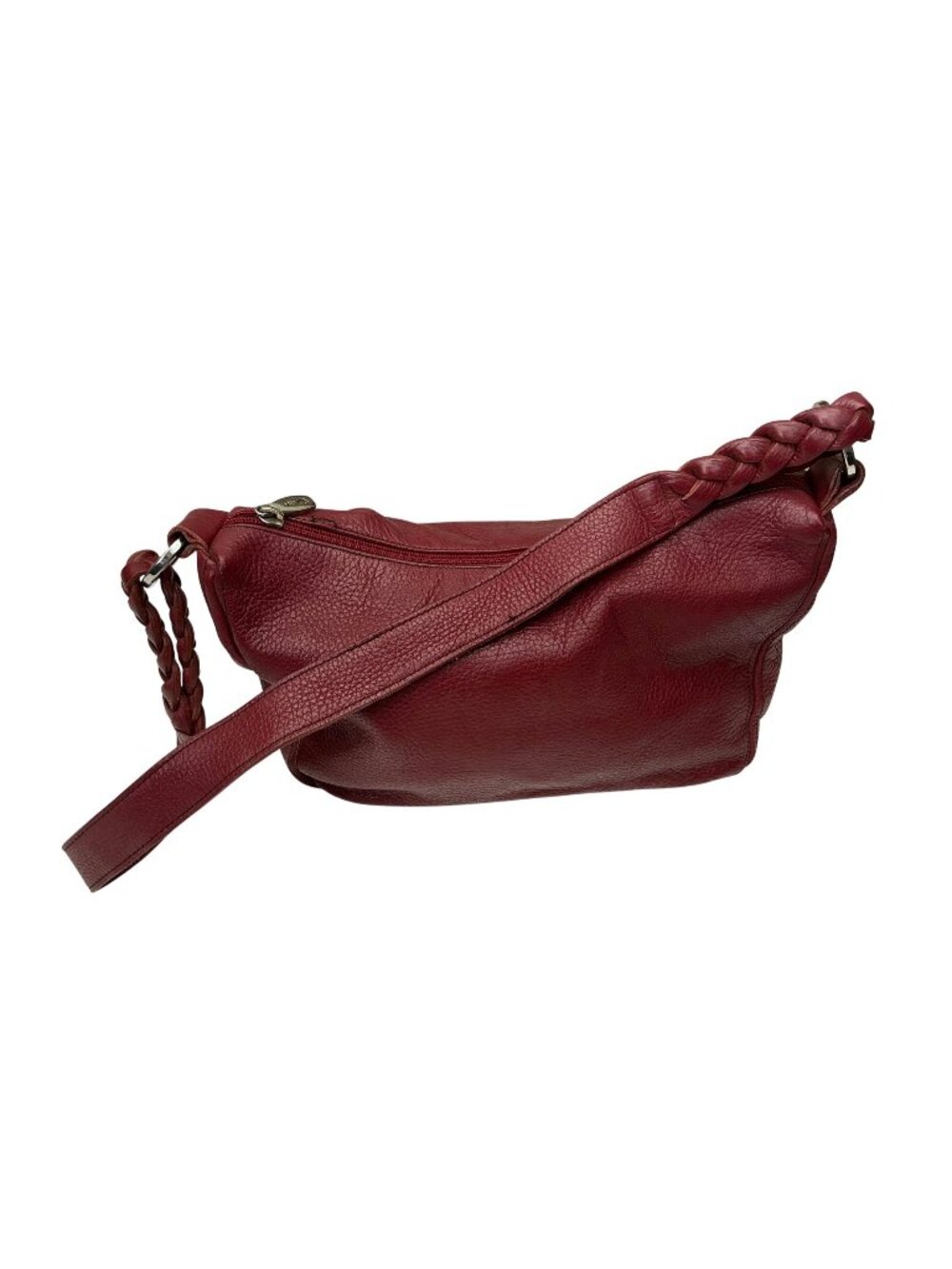 Valentina Red Leather Shoulder Bag Braided Strap Slouchy Hobo Purse